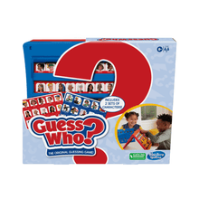 Guess Who board game box with red question mark and character card window