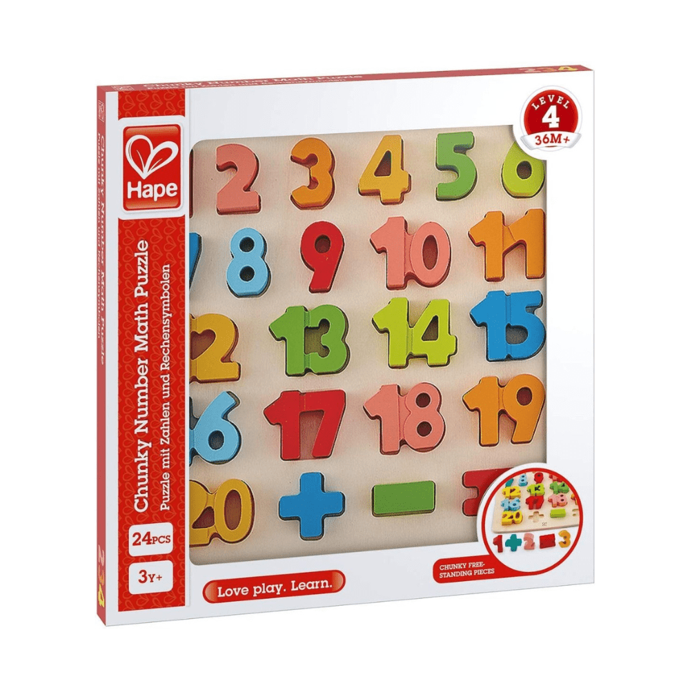 Chunky Number Tional Wooden Puzzle 24Pcs - Hape - The Toy Store