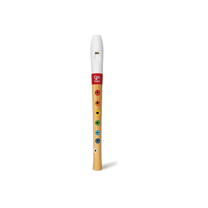 Musicians Starter Recorder: white mouthpiece, wooden body with colored finger holes
