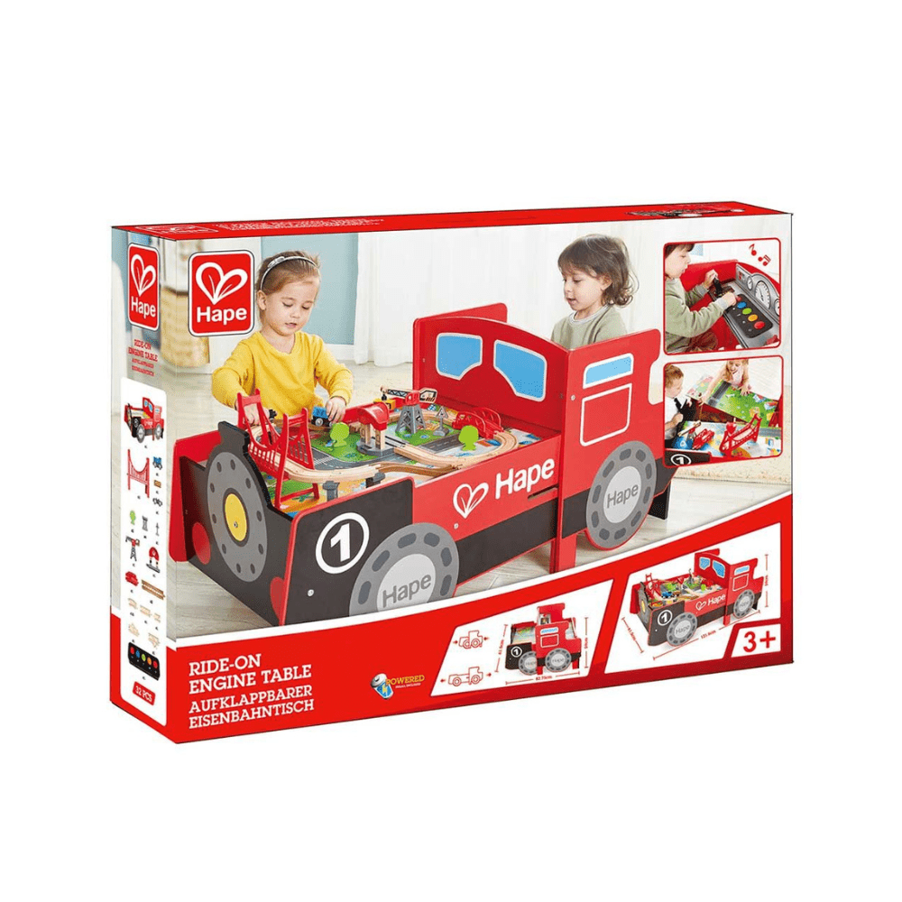 Hape Ride - On Engine Wooden Railway Set Play Table 32pcs - Hape - The Toy Store