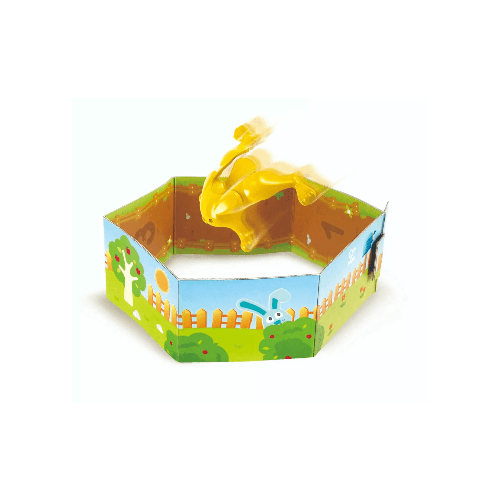 Jumpin' Bunnies game set playpen with yellow jumping bunny figure