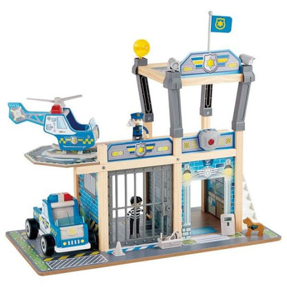 Metro police station playset: jail bars, helicopter, patrol car and figures