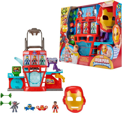 IMF IQ Playset: red robot-style playset with Iron Man face panel and figure compartments