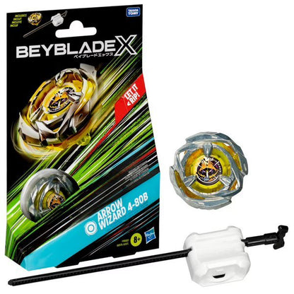 Beyblade X starterpack top: gele Arrow Wizard 4-80B met launcher