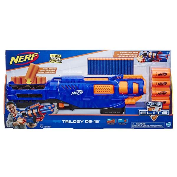 N - Strike Elite Trilogy Ds - 15 Dart Blaster - Hasbronerf - The Toy Store