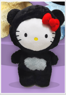 Fluffy plush 20cm: black character with white face and red bow