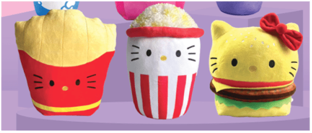 Takeaway plush 16cm: cupcake, taco, and cat burger plush in view