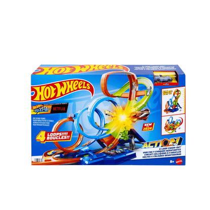 Action 4 - Loop Crash Out Track Set - Hot Wheels - The Toy Store