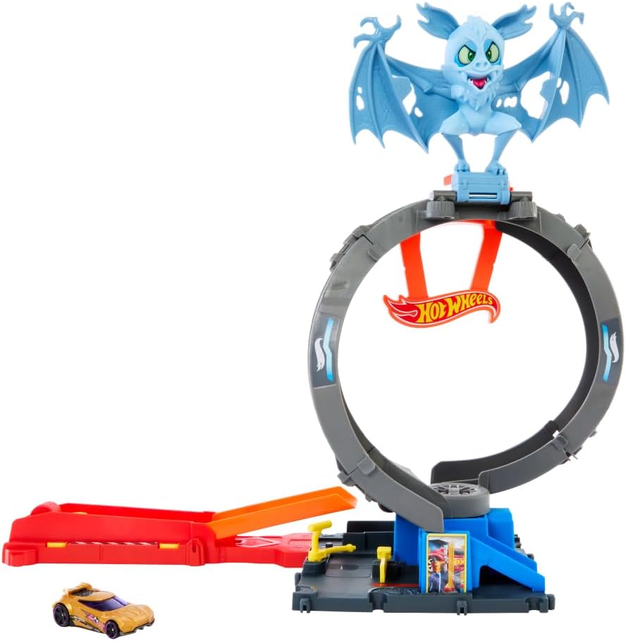 Bat Loop Attack track set with black loop and orange launch track