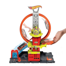 Ci Toy Car Track Set, Super Loop Fire Station & 1:64 Scale - Hot Wheels - The Toy Store