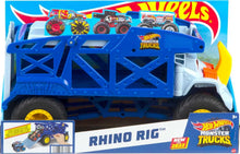 Rhino Rig Monster Mover monster truck in blue and white with yellow wheels