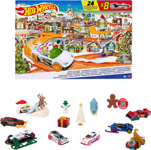 Hot Wheels toy car advent calendar box with illustrated town and cars