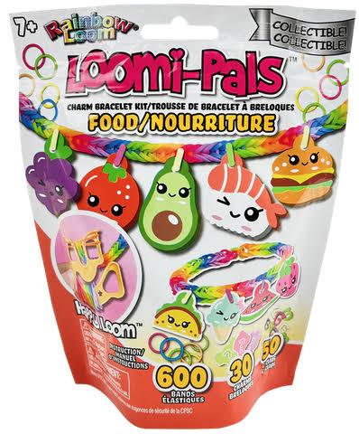 Loomi-Pals food/nourriture charm bracelet kit on retail packaging with illustrated charms