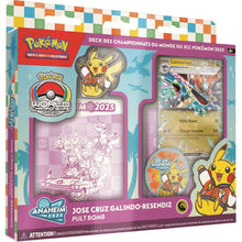 Pikachu World Championship 2025 trading card deck in colorful box with foil card window