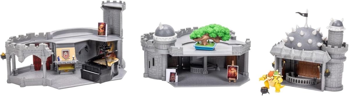 Bowser-Burg-Spielset geöffnet: Innenräume, Figuren, Truhe und Zubehör