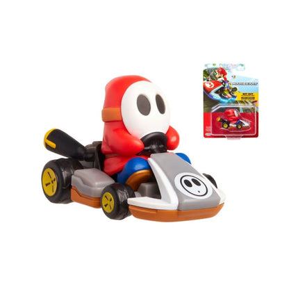 Shy Guy Kart racer figure in red-and-white kart, shown with blister pack