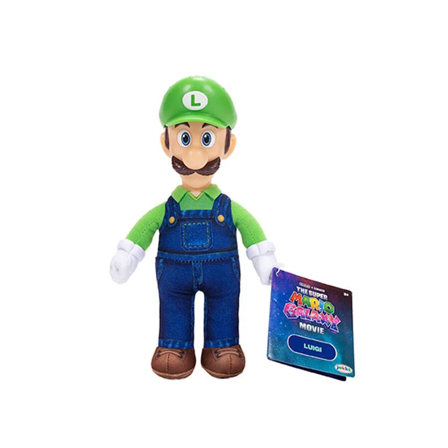 9-inch Luigi plush in green cap and blue overalls with brown shoes
