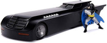 Black Batmobile 1:24 toy car with Batman figure in blue cape
