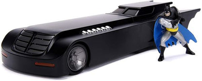Black Batmobile 1:24 toy car with Batman figure in blue cape