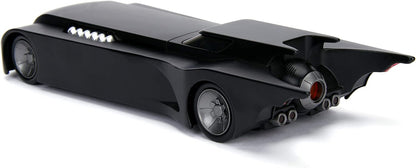 Black Batmobile 1:24 toy car rear three-quarter view with side exhaust