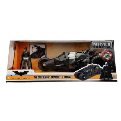 Die-cast Batman Batmobile box with Batman figure and dark vehicle model