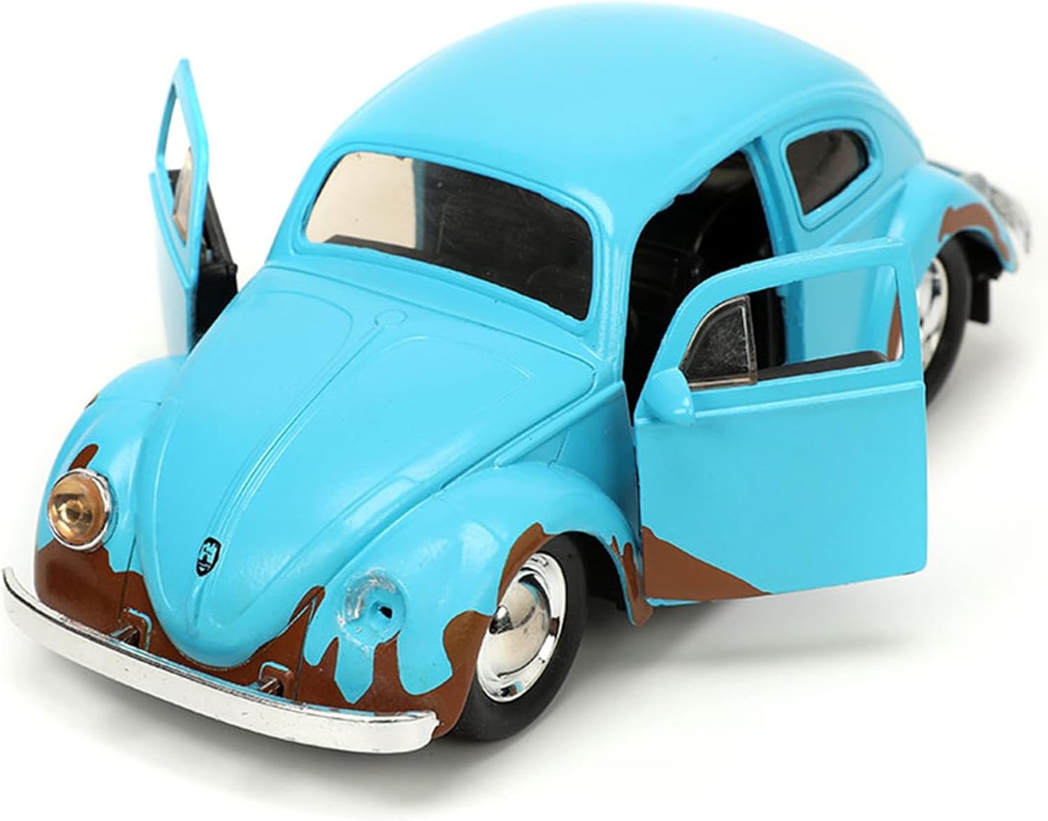 Seitliche Ansicht: hellblauer 1959 Volkswagen Käfer (1:32) mit Stitch Figur