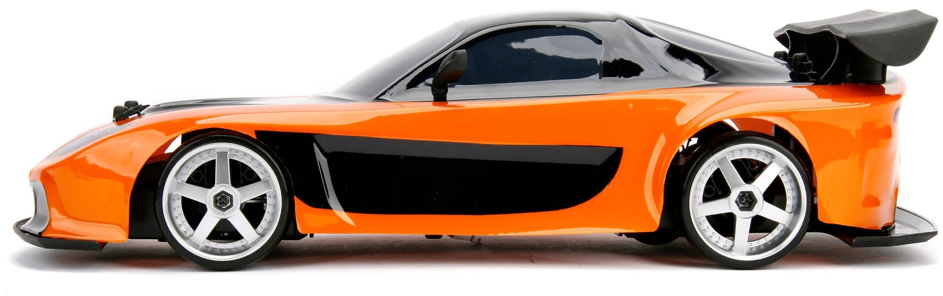 1:10 RC Drift Mazda RX-7, orange Lack mit schwarzem Dach und Frontspoiler