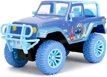 Stitch Wrangler Jeep RC blue off-road truck with Stitch graphics and large blue tires