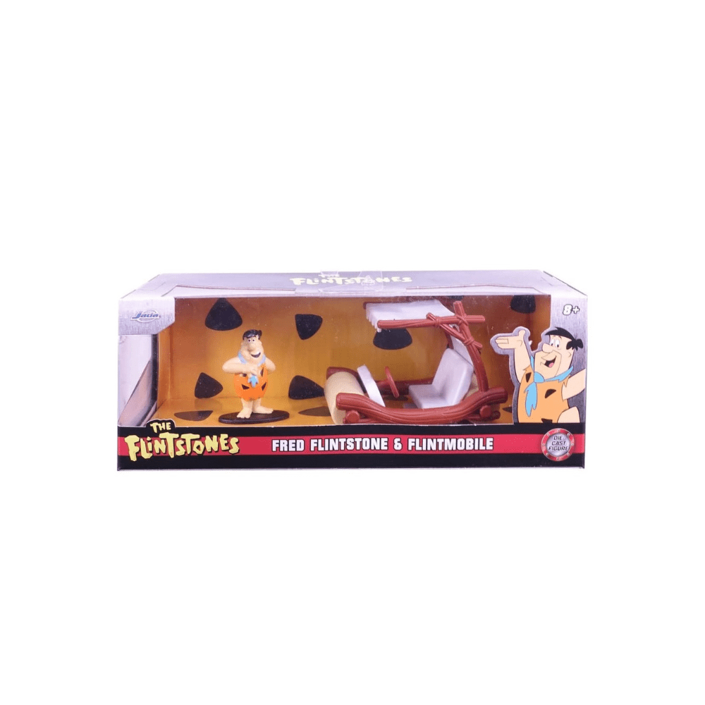 Toy vehicle blister box with Fred Flintstone and Flintmobile artwork