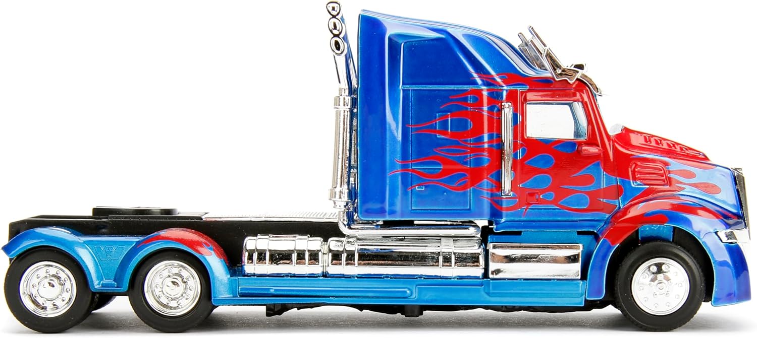 Optimus Prime 1/32 Western Star truck replica, side flames and chrome pipes