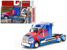 Optimus Prime 1/32 Western Star truck replica, blue/red flame graphics