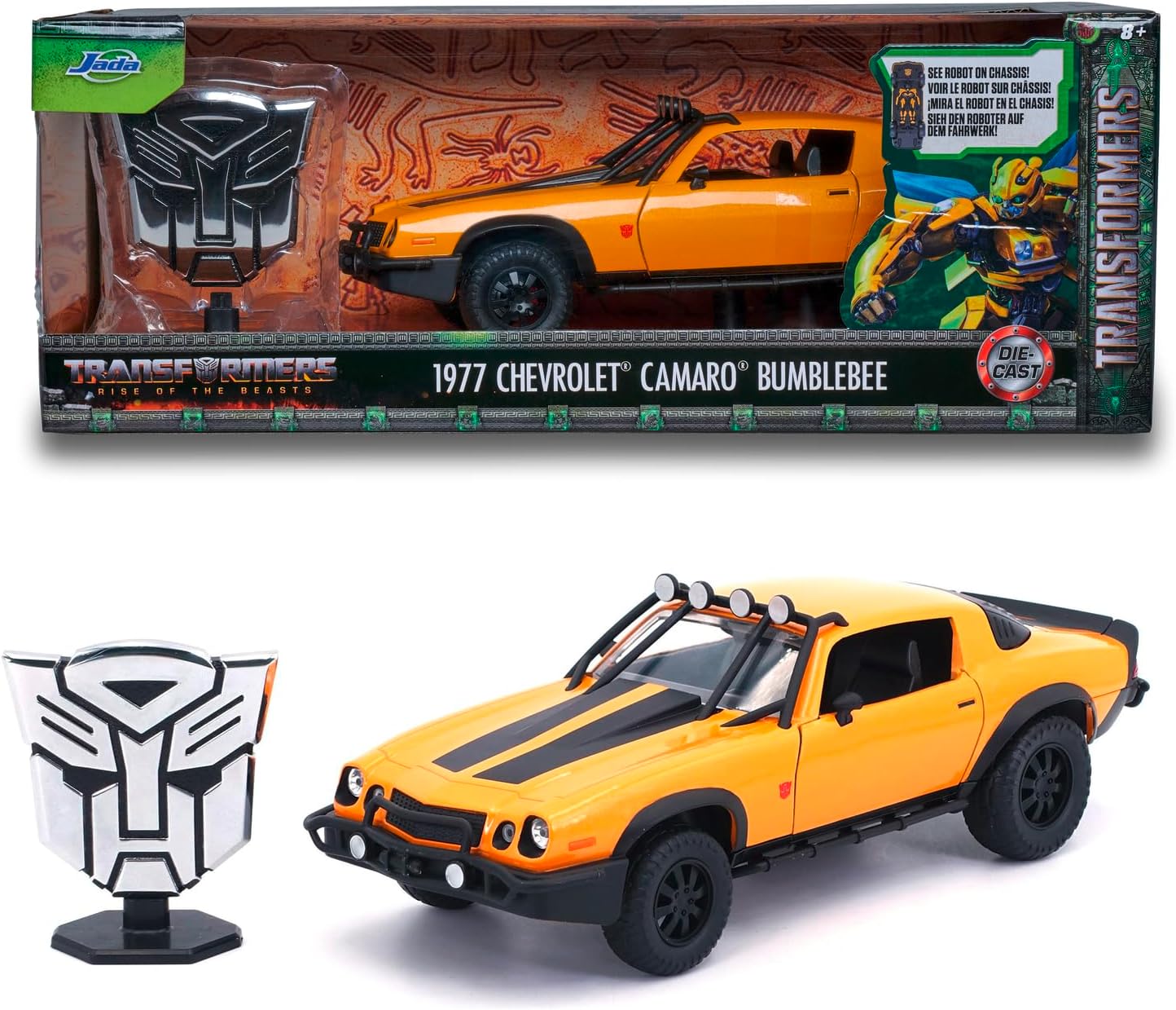 Jada 1:24 Transformers Bumblebee die-cast car in retail box, orange with black stripes