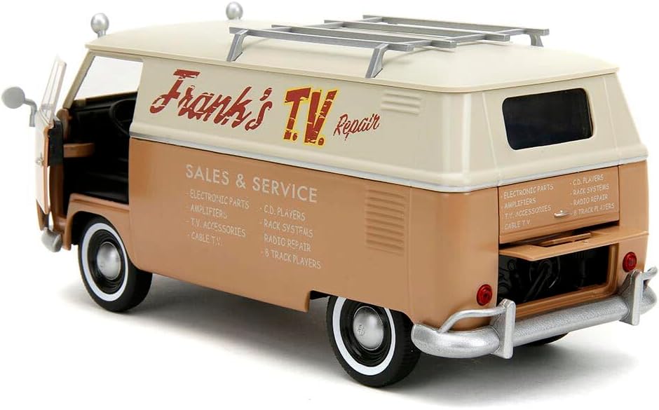 Rear 3/4 view of 1:32 Wheeljack VW bus with open cargo area