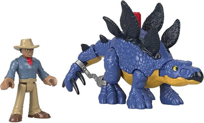 Stegosaurus dinosaur toy with blue scales, yellow belly, and black back plates
