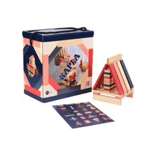 120 colored wooden planks set box with stacked plank structure and instruction mat