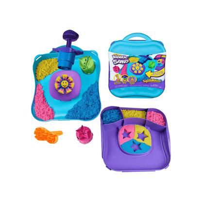 Squish Motion Set: Aufsteller, farbiger Sand, 2 Koffer-Schalen und Stempelformen