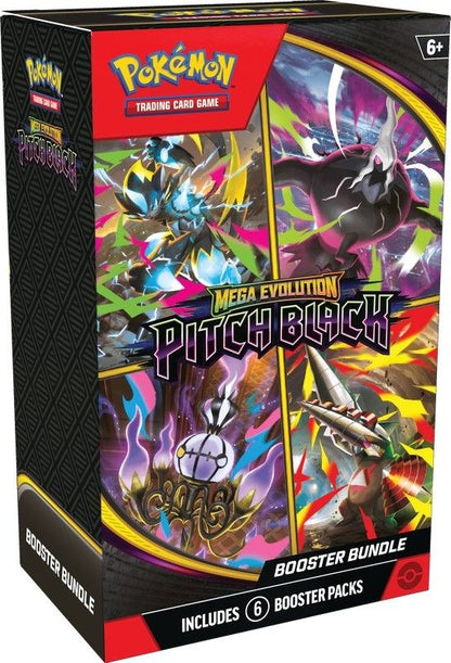 Pitch Black booster bundle box for Pokemon TCG, includes 6 booster packs, angled front