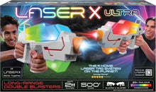 Ultra Long Range Blasters toy blaster with dual barrels and glowing light beam