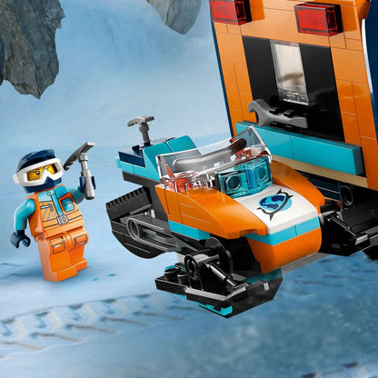 Science lab truck rear section with orange tool arms, lab tray, and minifigure astronaut