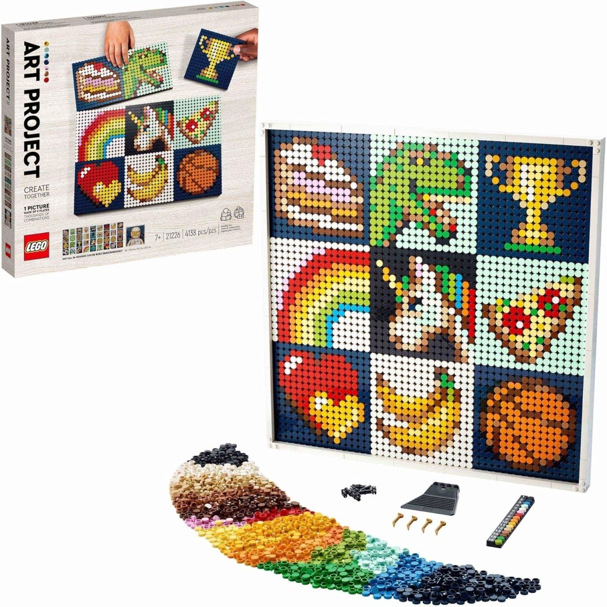 LEGO Art Project Create Together craft kit with pegboard, beads, and tools