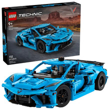 Lego Technic Corvette Stingray Blue kit box with car front 3/4 view