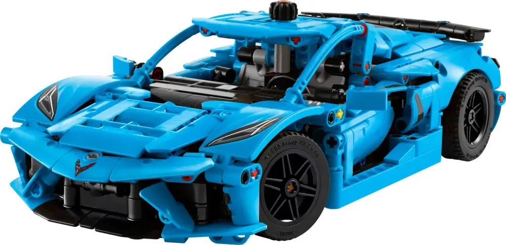 Corvette Stingray Blue LEGO Technic model with detailed front and engine area