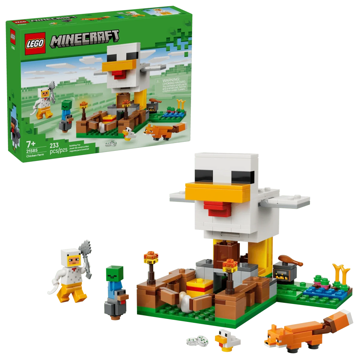 LEGO Minecraft Chicken Farm playset with buildable chicken figures and accessories