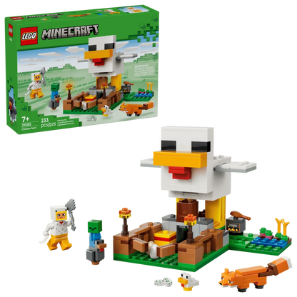 LEGO Minecraft Chicken Farm playset with buildable chicken figures and accessories