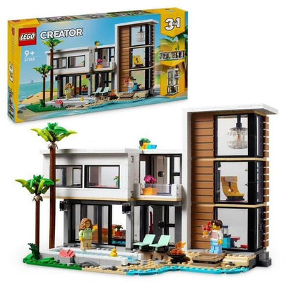 LEGO Creator modern townhouse building set with box and assembled house model