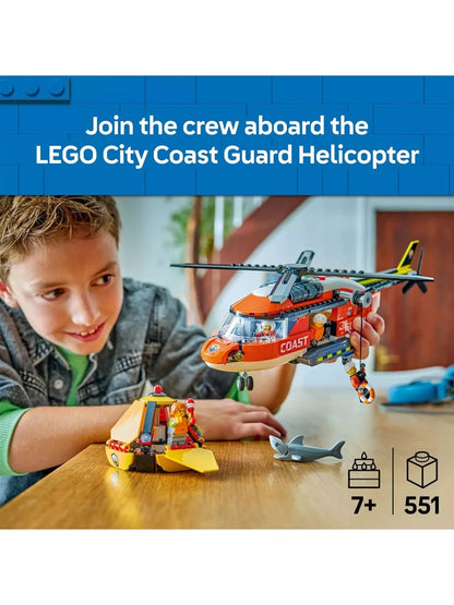 Coast Guard Helicopter with shark accessory and rescue boat plus figures