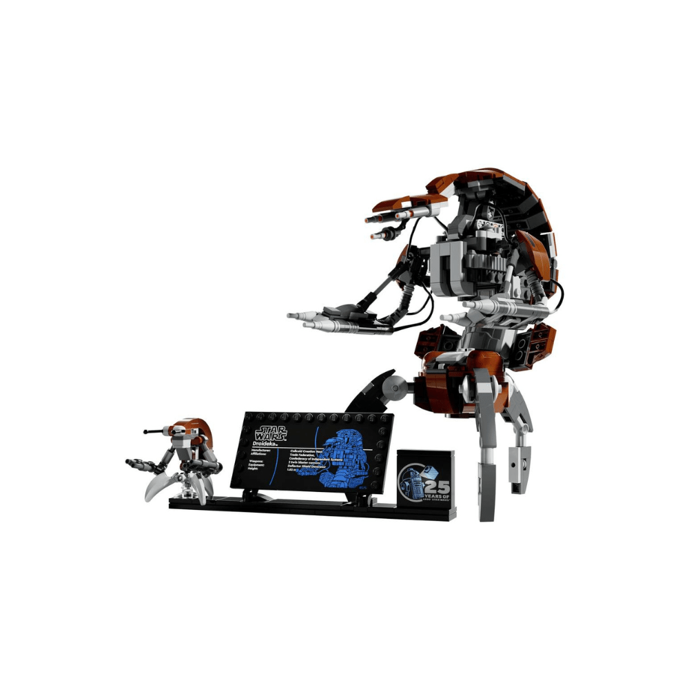 LEGO Droideka building set model with black, white, and brown blasters