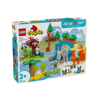 LEGO Duplo 3-in-1 Wild Animals Families box with 92-piece forest and animals