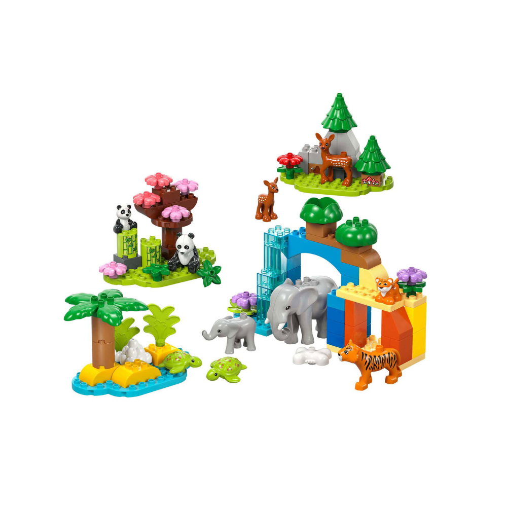 Duplo 3-in-1 Wild Animals Families build with pandas, elephant, tiger, deer and frog