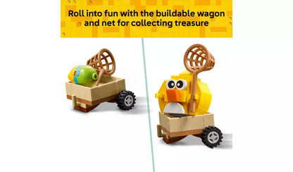 Two buildable egg-hunt wagons with bunny and chick characters and large wheels